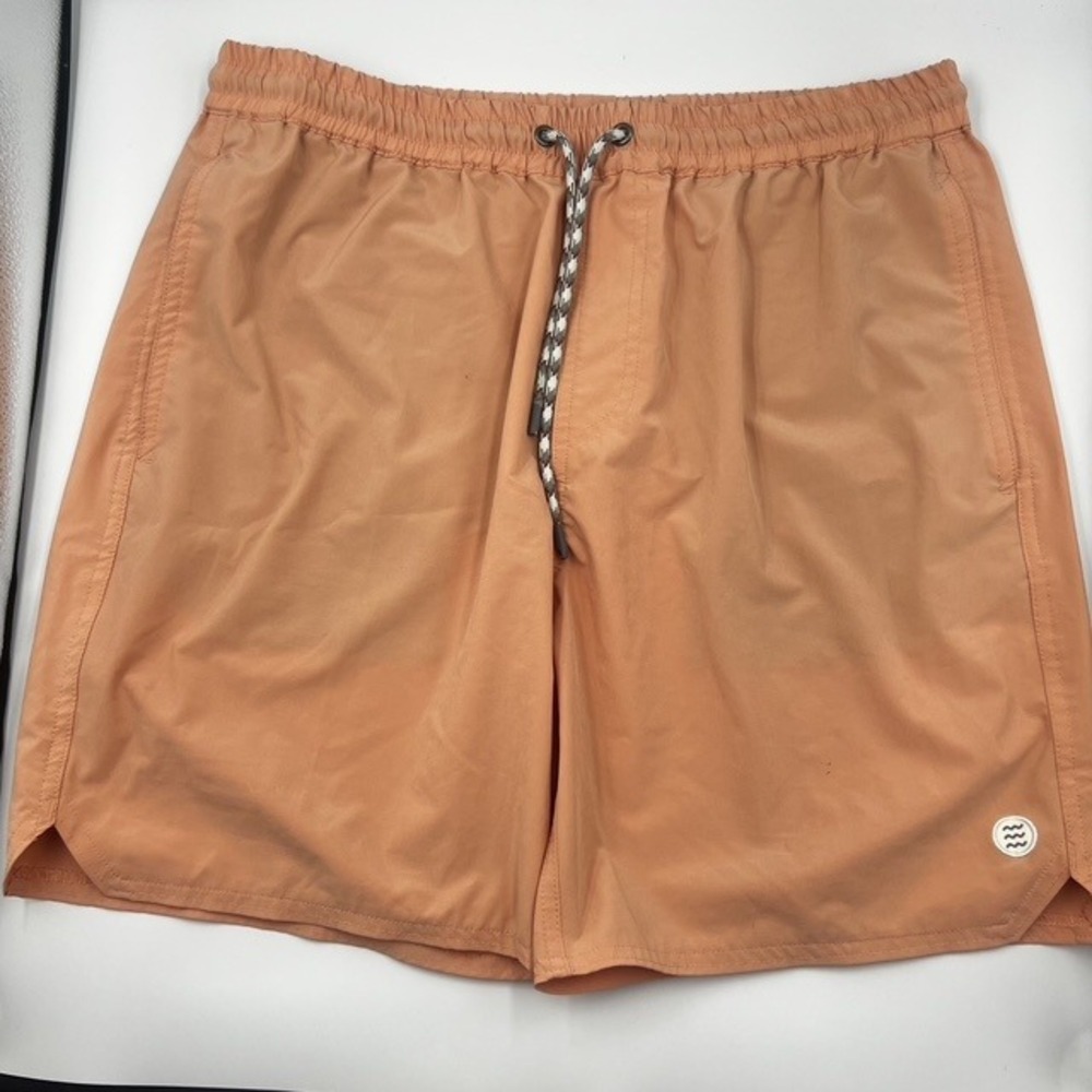 Free Fly Mens Lined Swell Shorts Orange Recycled Stretch Swim Trunks Size Medium